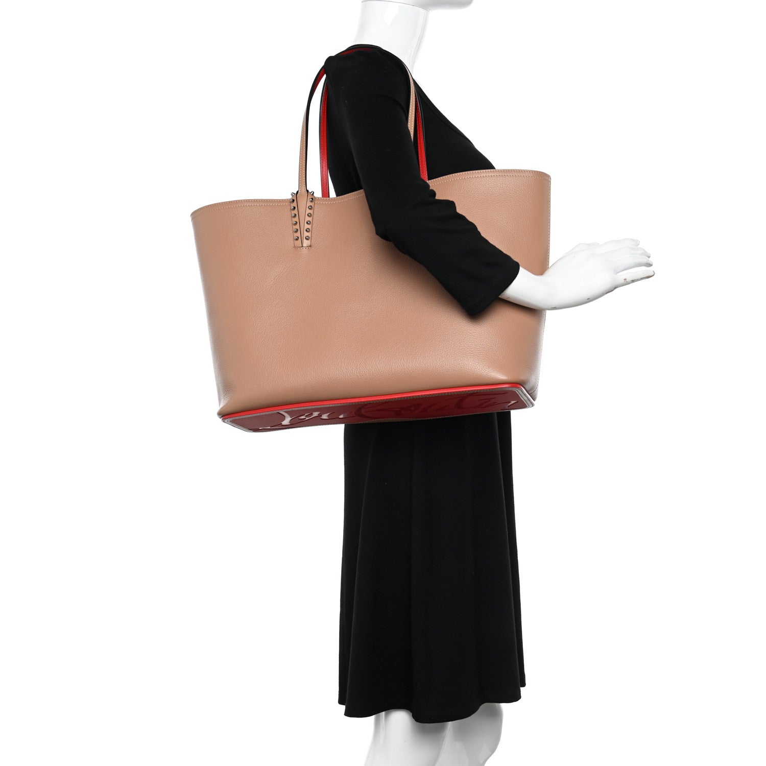 Christian Louboutin Calfskin Empire Spikes Small East West Cabata Tote Nude 2 of 15