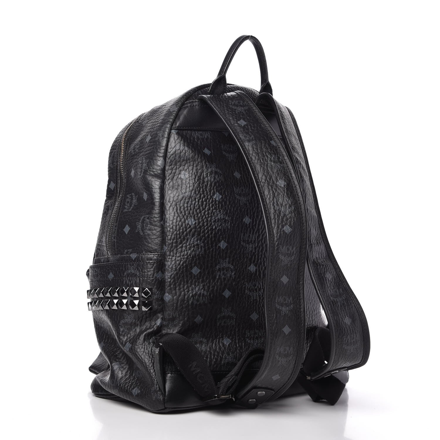 MCM Visetos Medium Side Studs Stark Backpack Black 3 of 10