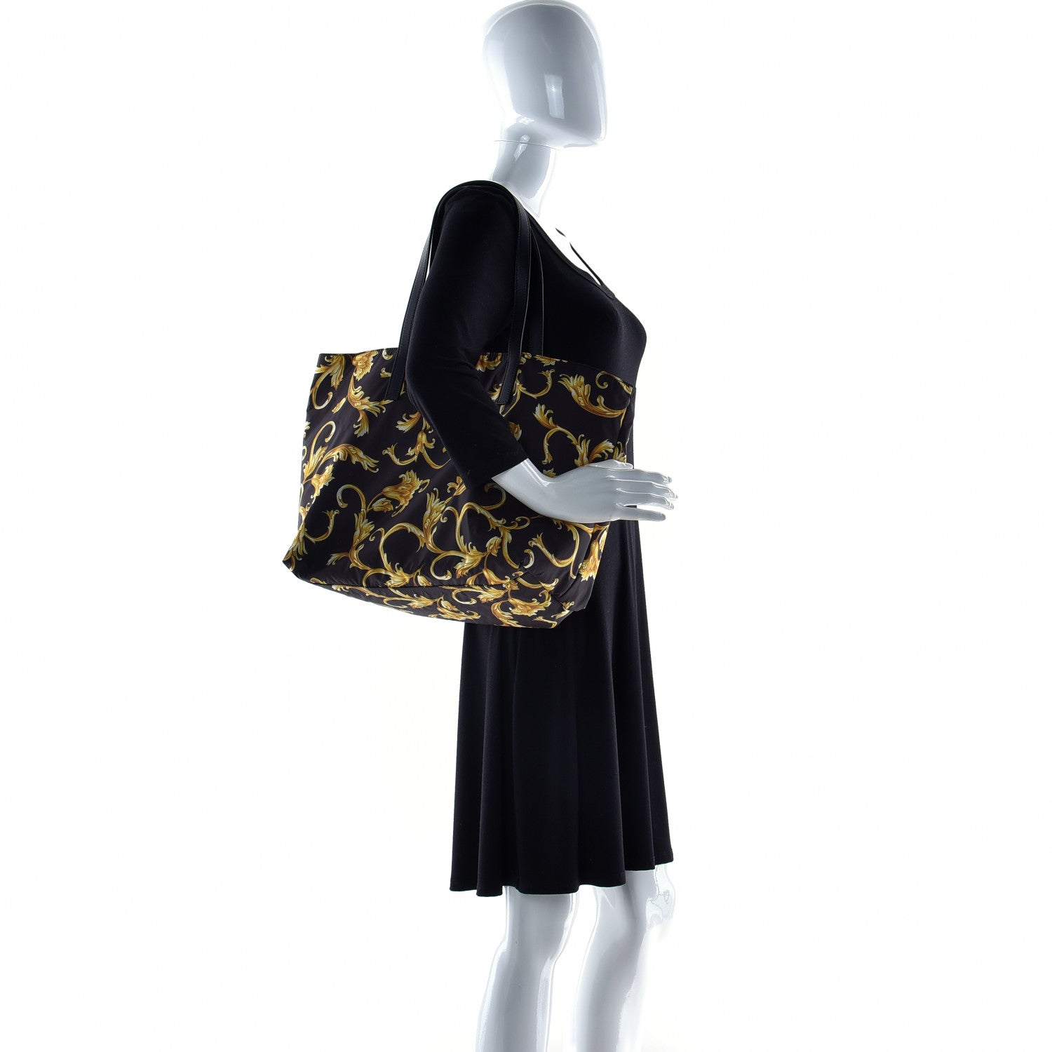 Versace Nylon Baroque Print Tote Black 3 of 16