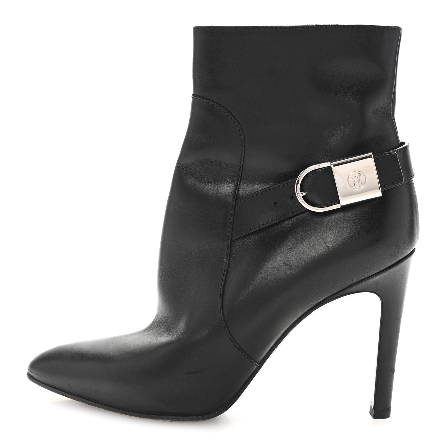 Louis Vuitton Calfskin Belted Lock Ankle Boots 37 Black 1 of 8