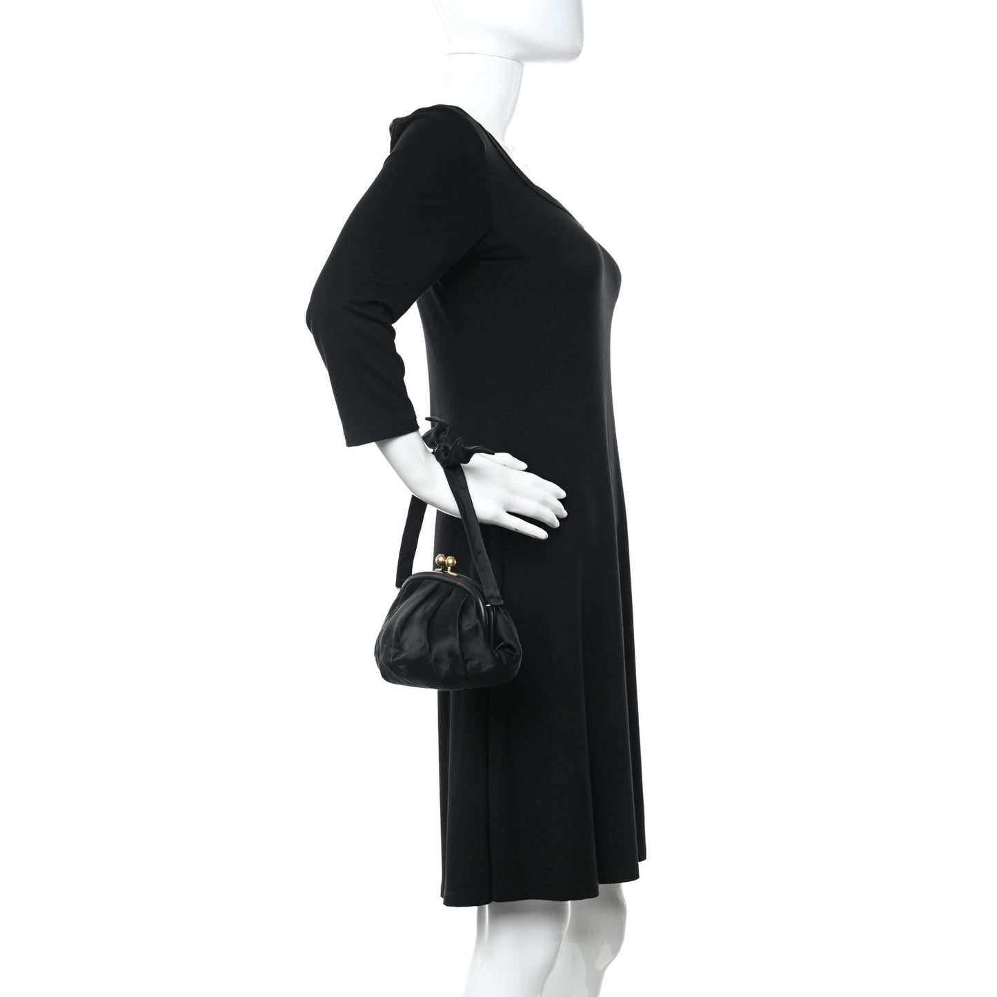 Satin Kisslock Evening Bag Black