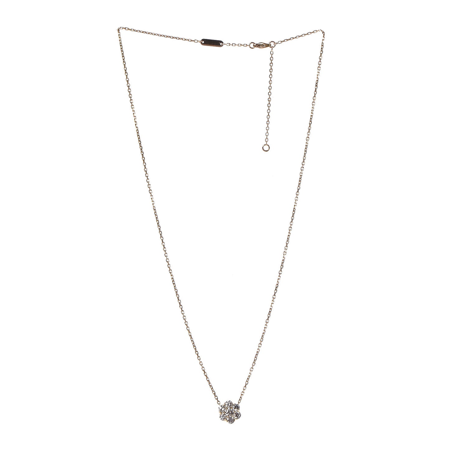 18K Yellow Gold Diamond Large Fleurette Pendant Necklace