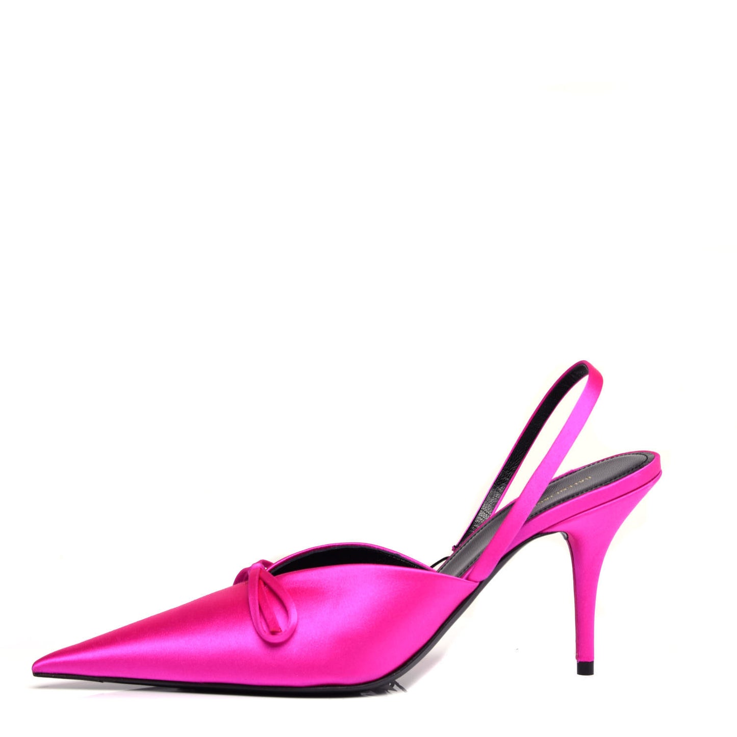 Satin Pointed Toe Knife Slingback Mules 39.5 Rose Fuchsia