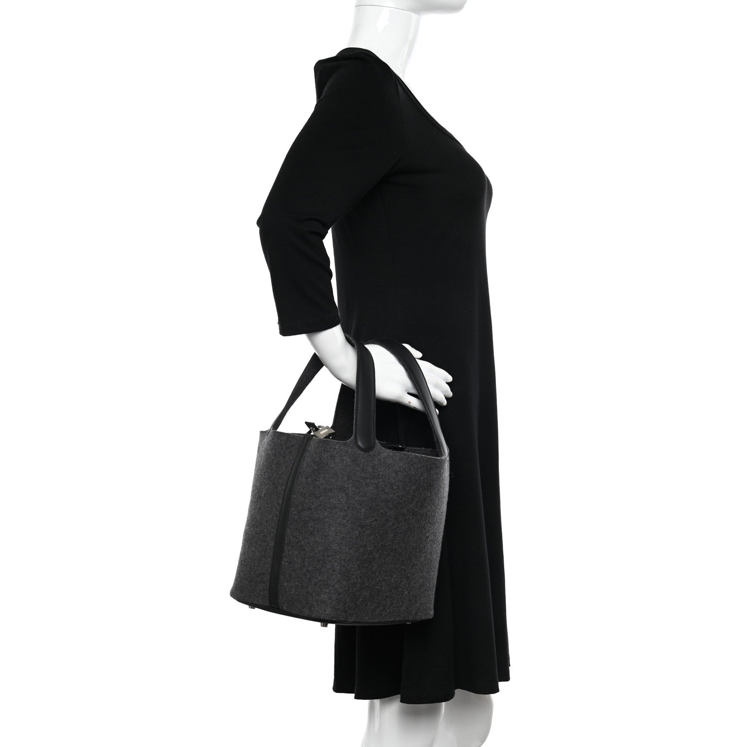 Hermes Feutre Swift Picotin Lock 22 MM Gris Moyen Black 2 of 11