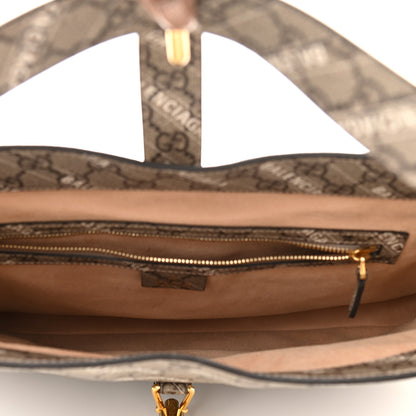 Gucci X BALENCIAGA GG Supreme Monogram Logo Print Medium Jackie 1961 Hobo Beige Ebony 5 of 11