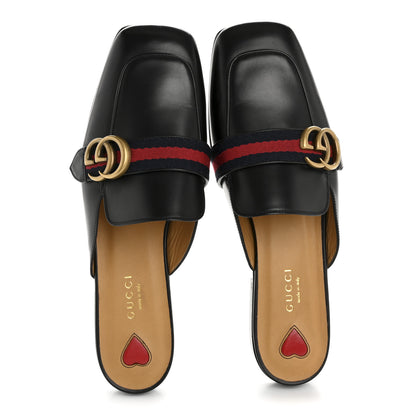 Gucci Calfskin Web Womens Peyton GG Slippers 39 Black 2 of 9