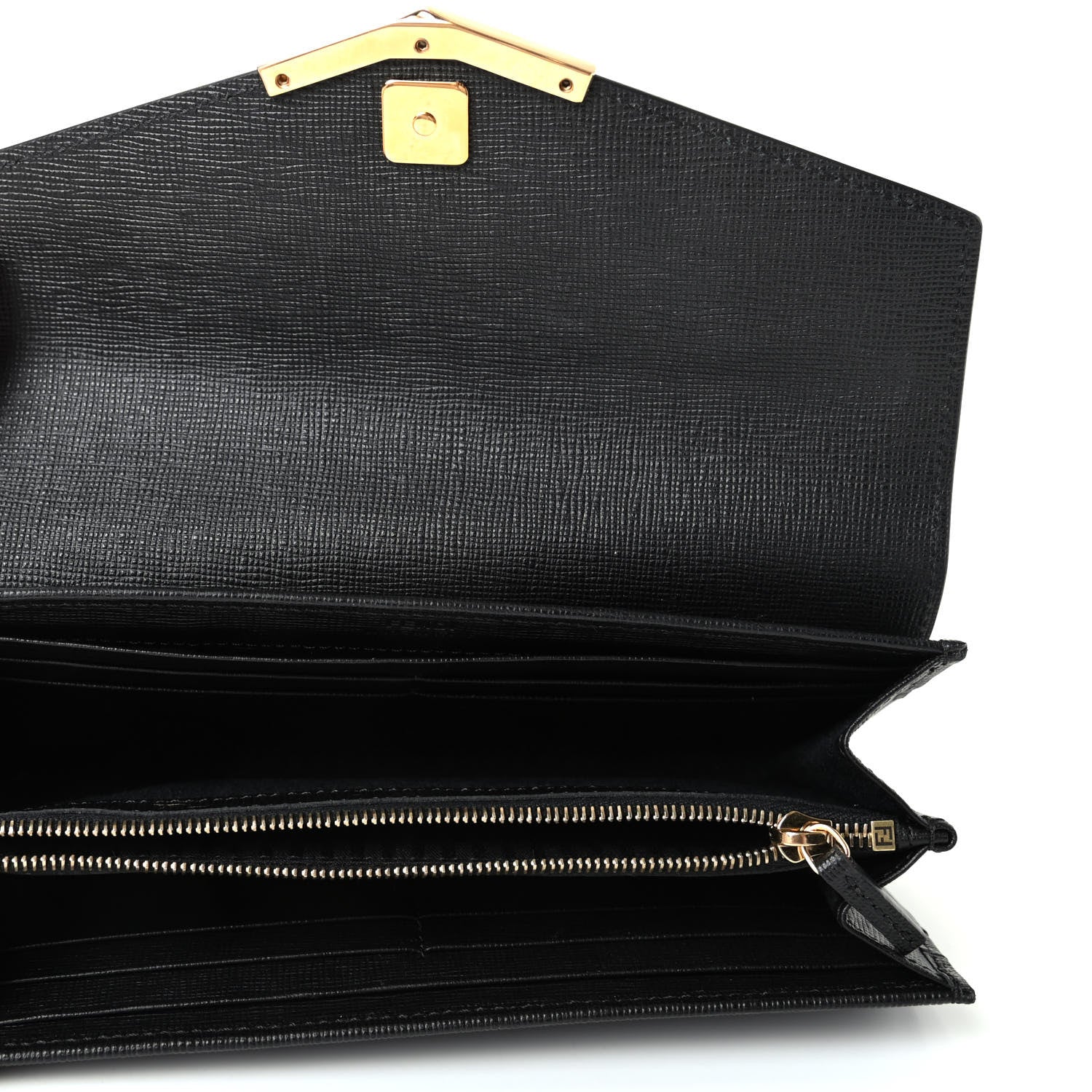 Fendi Vitello Elite Flamingo 2Jours Continental Wallet Black 5 of 7