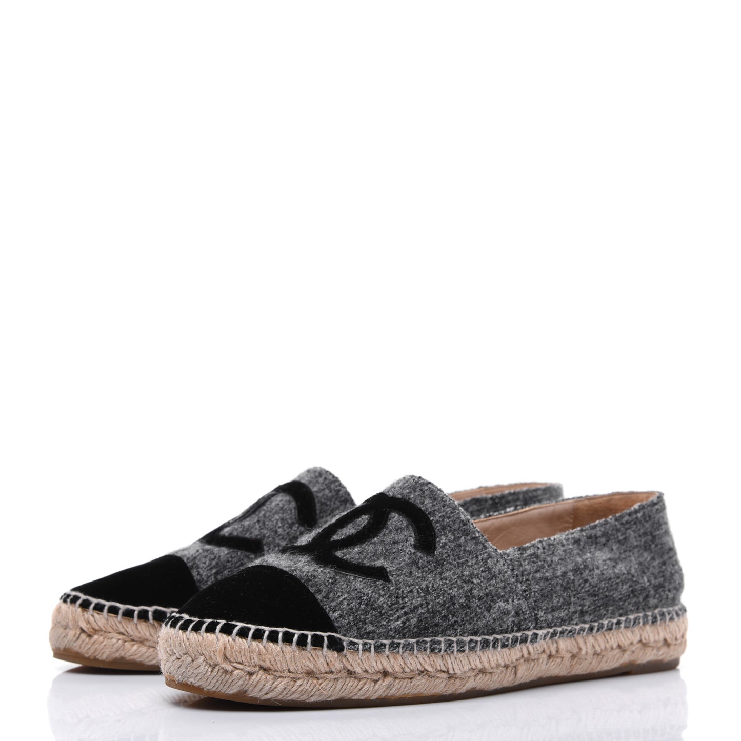 Tweed Velvet CC Espadrilles 41 Grey Black