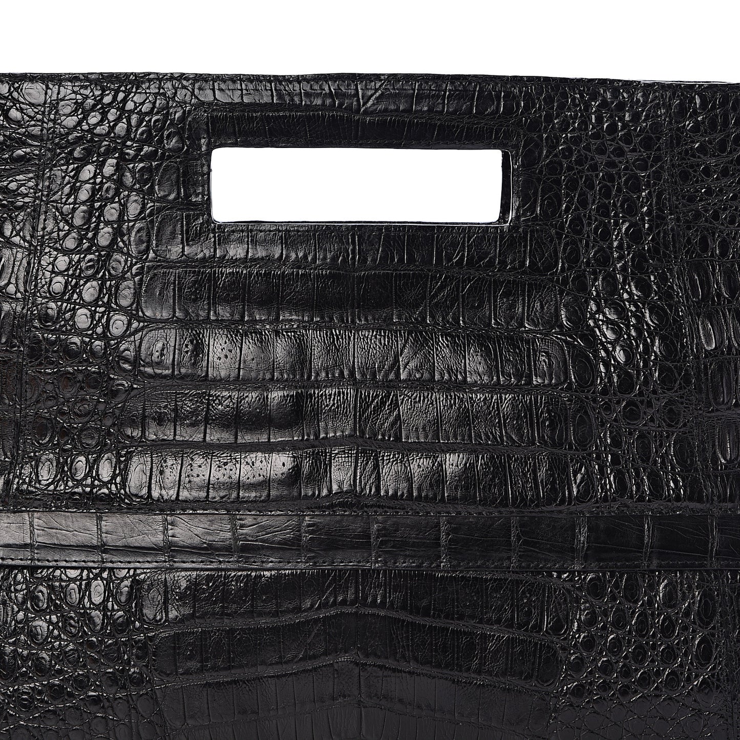 Crocodile Envelope Convertible Clutch Black