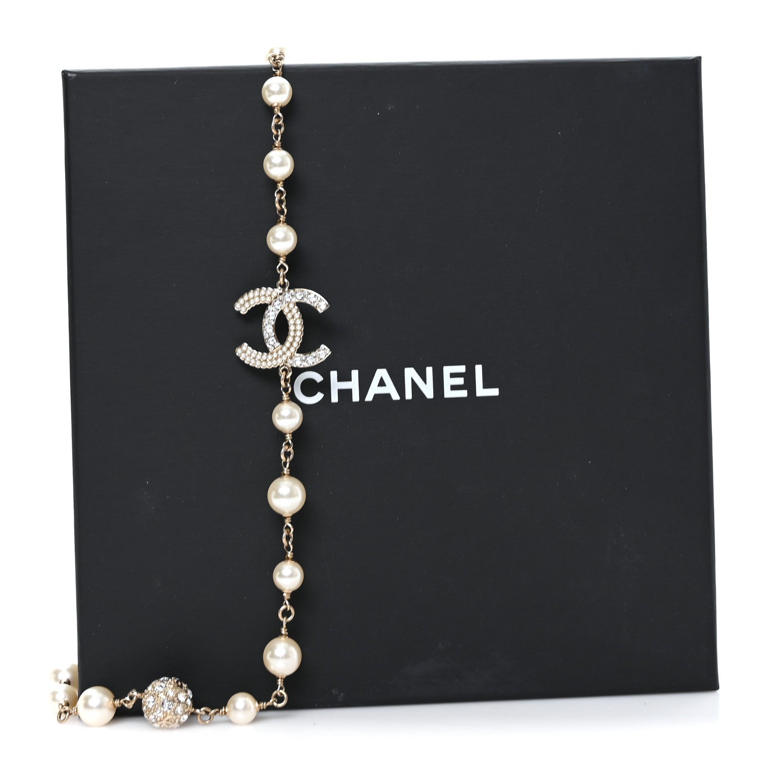 Chanel Pearl Crystal CC Short Necklace Gold 5 of 5