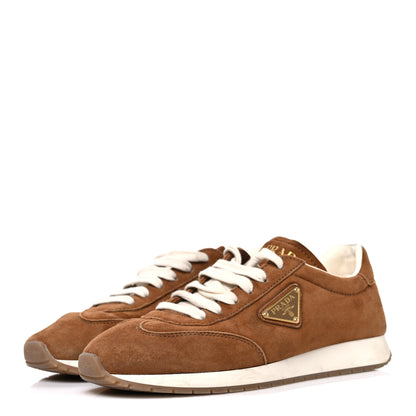 Prada Suede Logo Womens Low Top Sneakers 36.5 Cocoa Brown 4 of 10