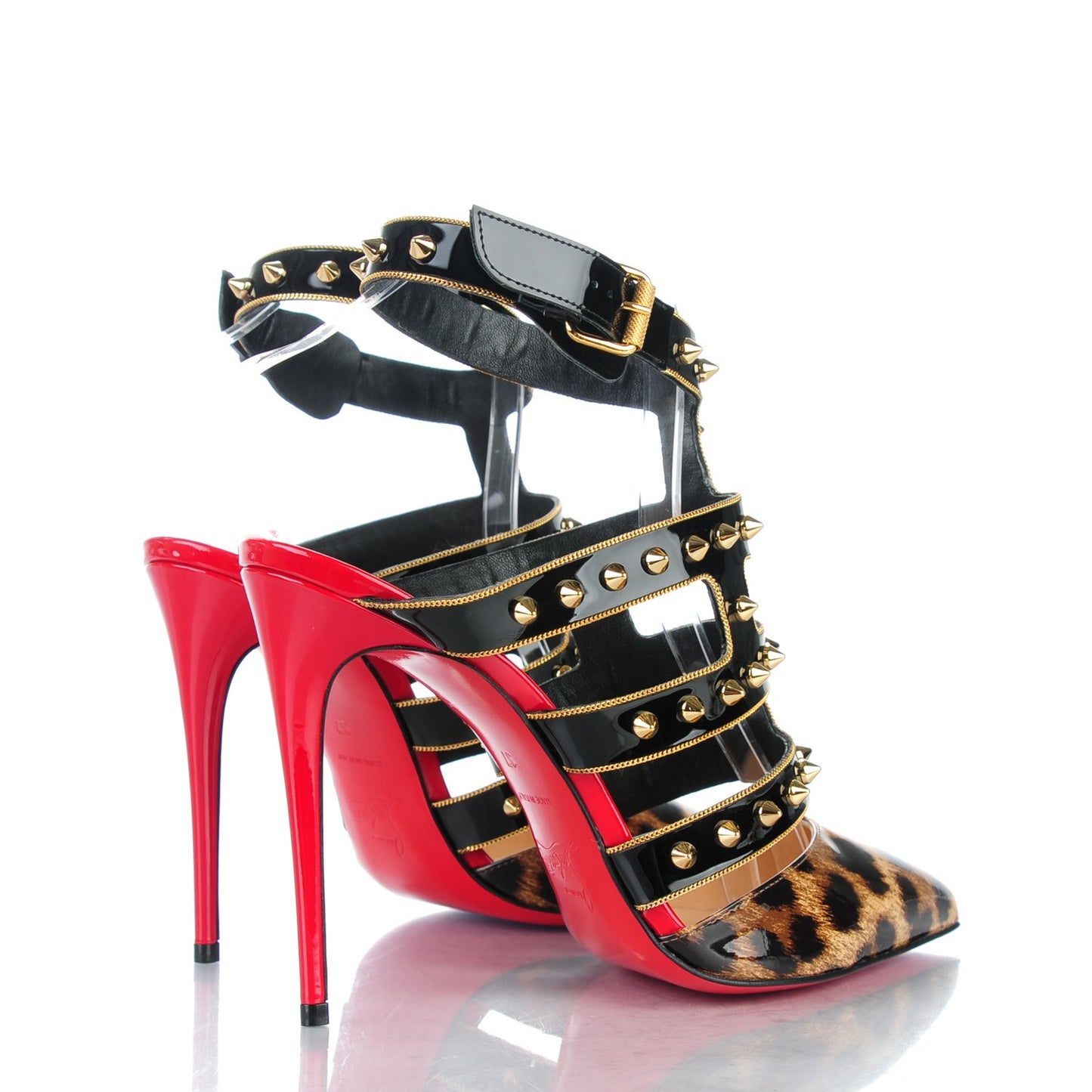 Patent Leopard Print Tchicaboum 100 Pumps 37 Version Brown