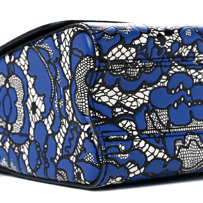 Louis Vuitton Calfskin Lace Flower Inlay Twist Shoulder Bag MM Navy Black 6 of 8