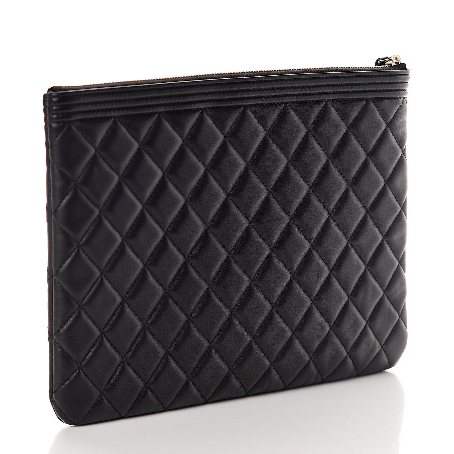 Lambskin Quilted Medium Boy Cosmetic Case Black