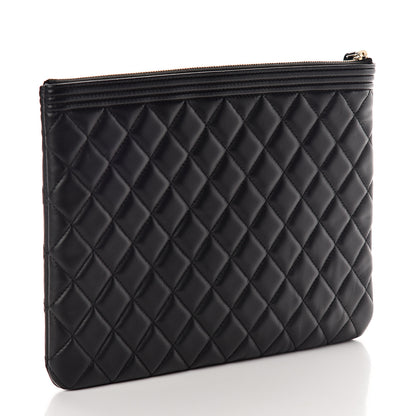 Chanel Lambskin Quilted Medium Boy Cosmetic Case Black 2 of 6