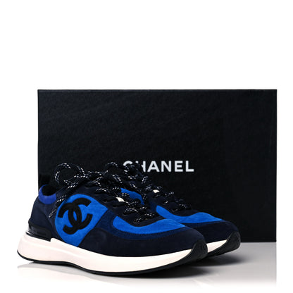 Chanel Suede Calfskin CC Sneakers 38 Blue Navy Dark Navy 7 of 7
