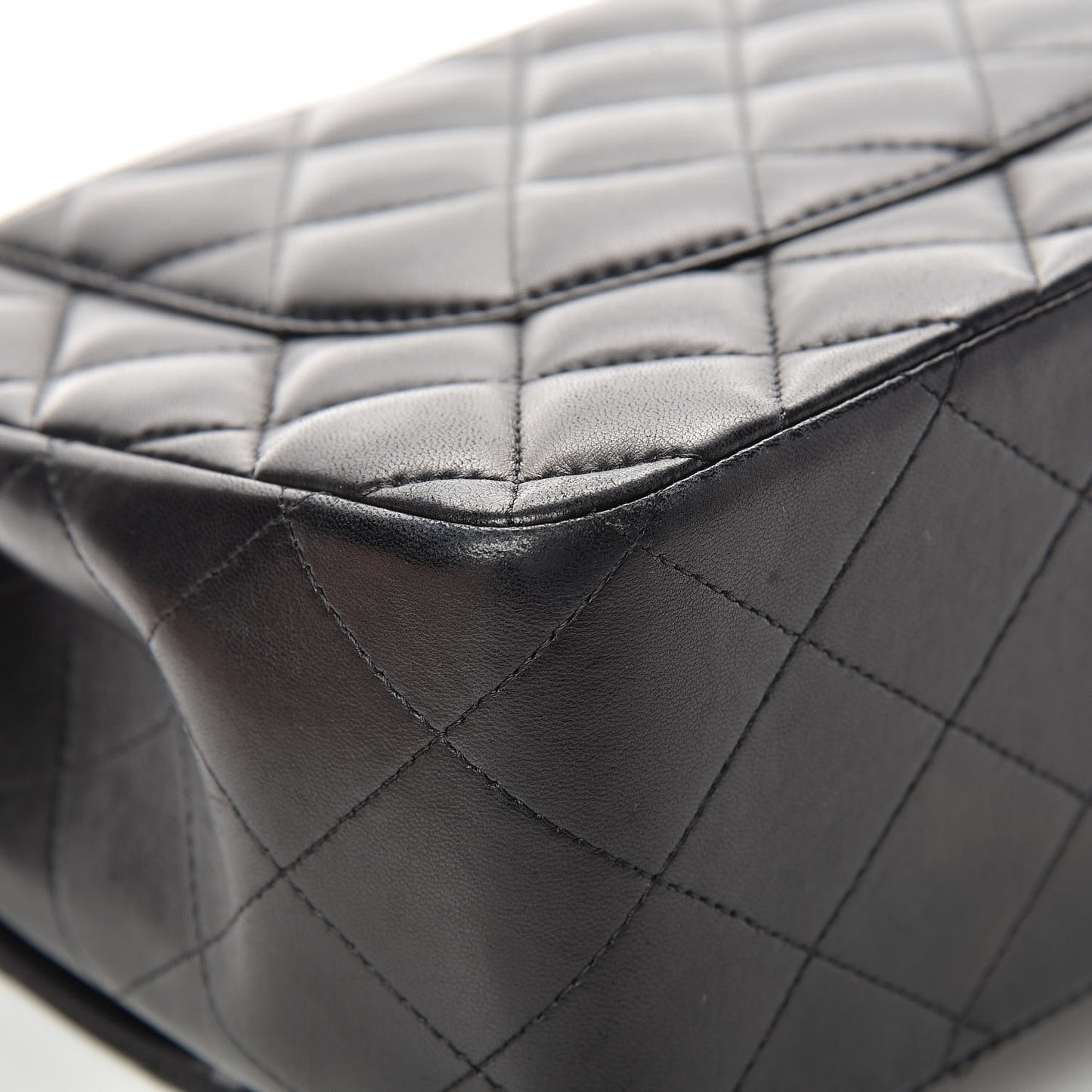 Lambskin Quilted Jumbo Double Flap Black