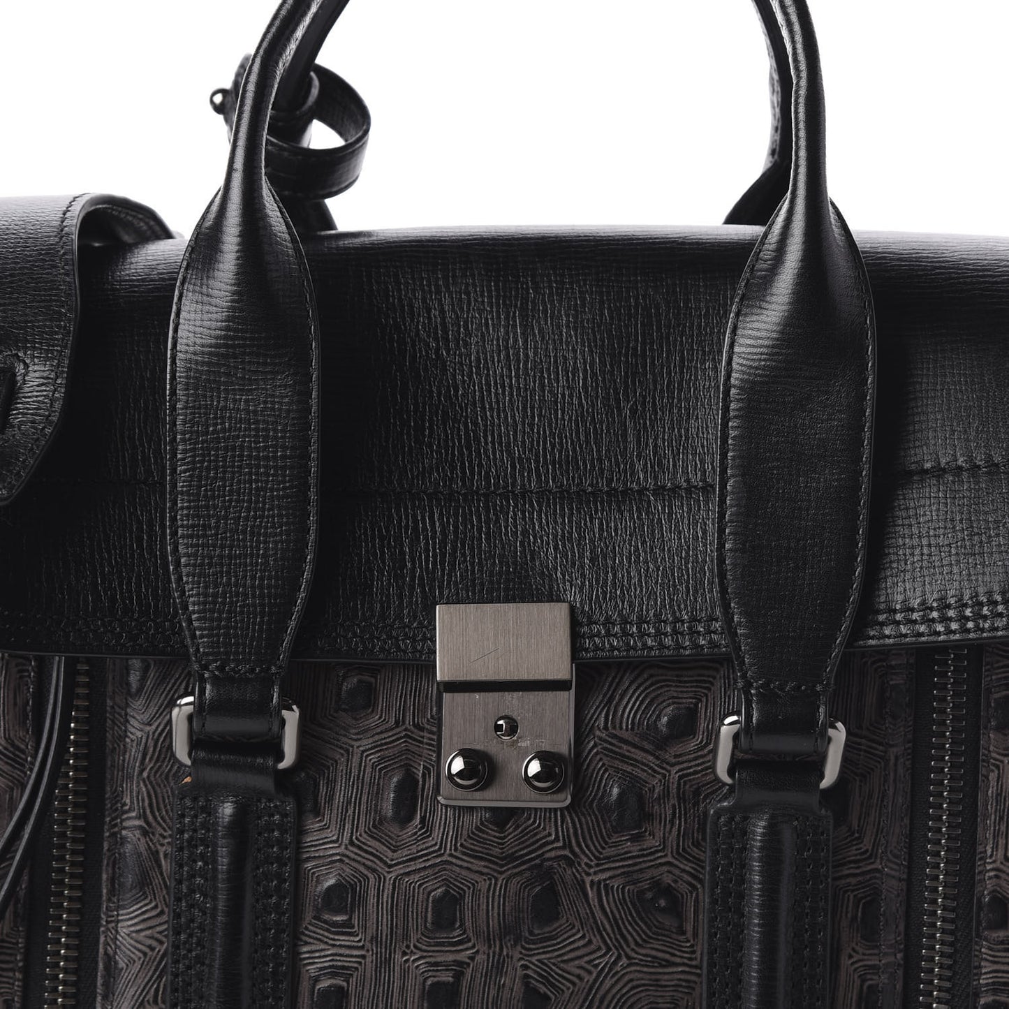 3.1 Turtle Embossed Medium Pashli Satchel Black