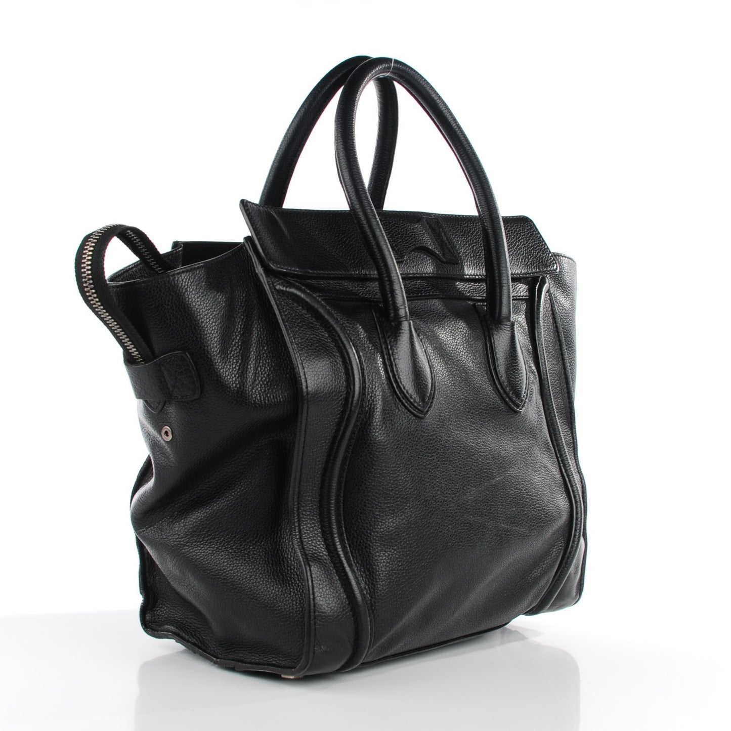 Drummed Calfskin Mini Luggage Black