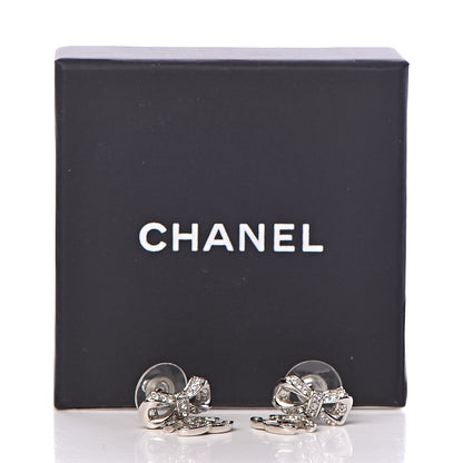 Chanel Crystal CC Bow Drop Earrings Silver 5 of 5