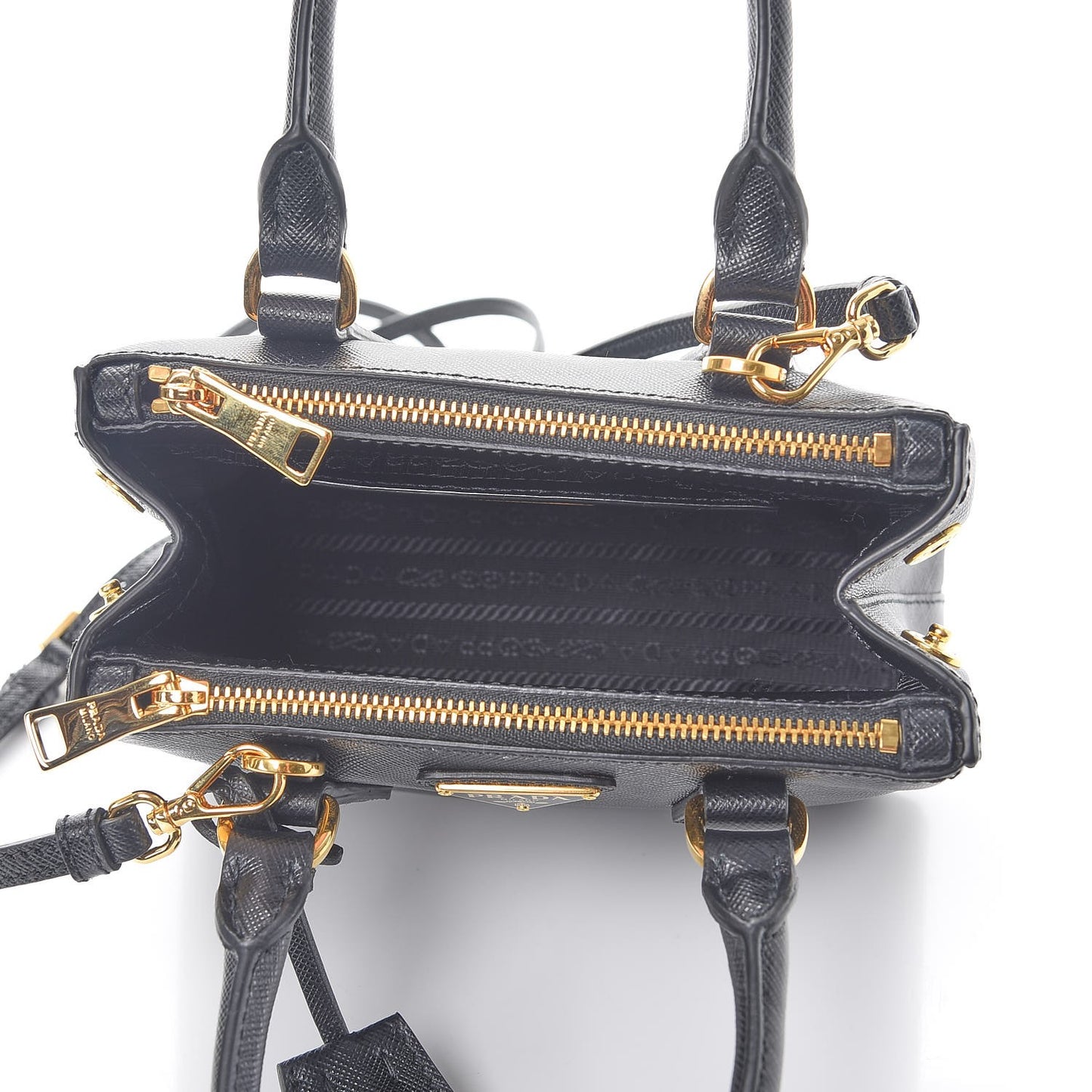 Saffiano Micro Galleria Double Zip Tote Nero Black