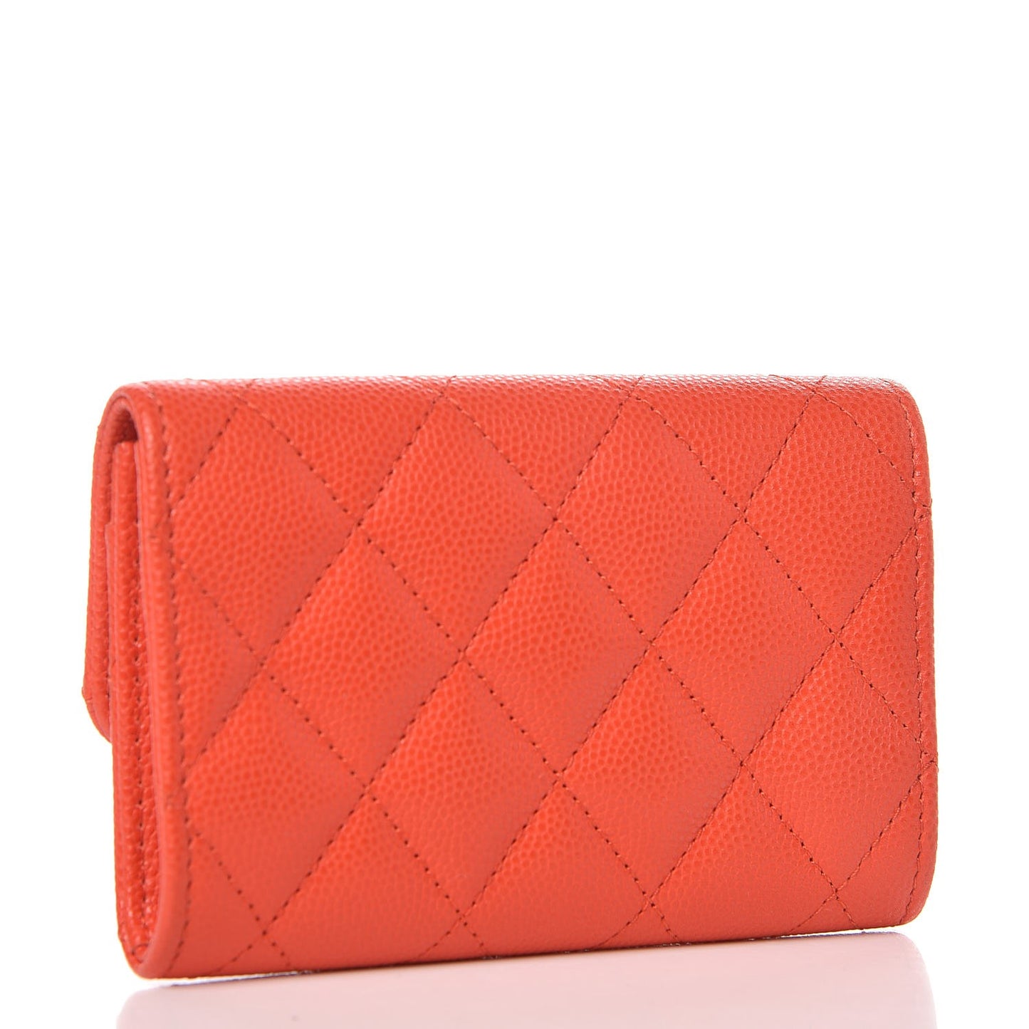 Caviar Quilted Card Holder Orange