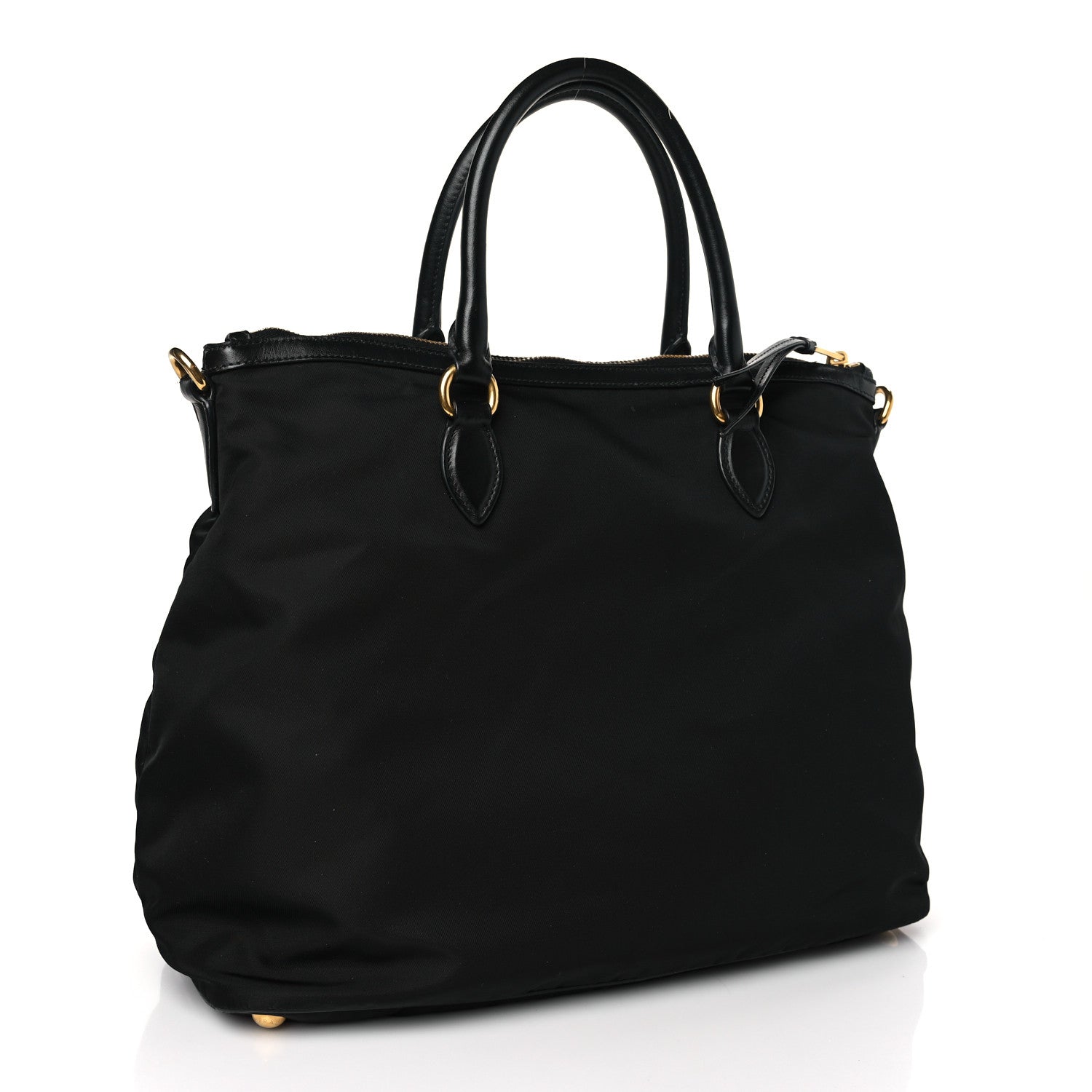 Prada Tessuto Nylon Soft Calfskin Tote Black 3 of 10