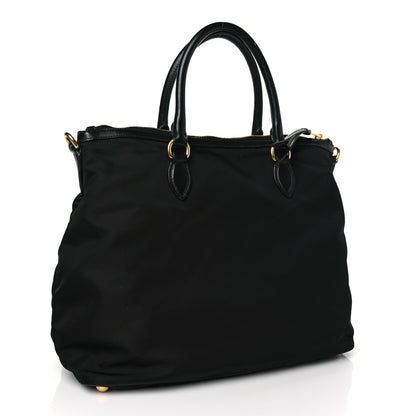 Prada Tessuto Nylon Soft Calfskin Tote Black 3 of 10