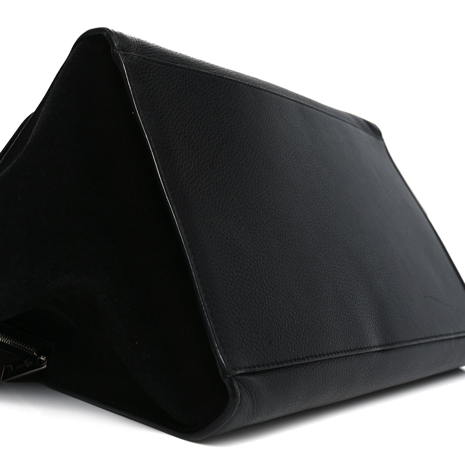 Celine Drummed Calfskin Suede Double Zip Trapeze Black 1863965