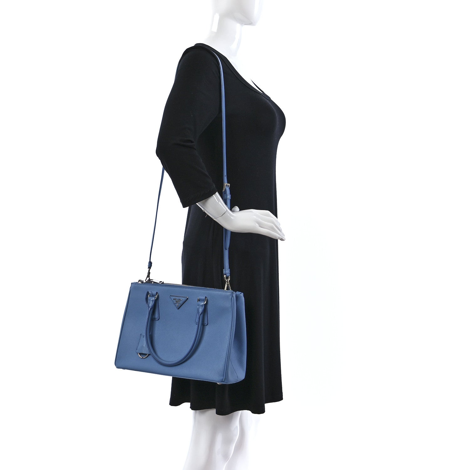 Prada Saffiano Small Galleria Double Zip Tote Mare 2 of 12