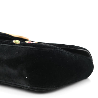 Gucci Velvet Matelasse Loved Embroidered Medium GG Marmont Shoulder Bag Black 10 of 10