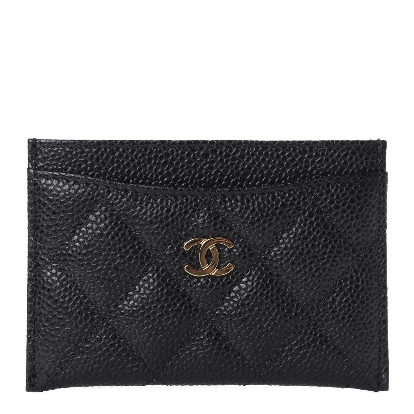 Caviar Quilted Card Holder Black