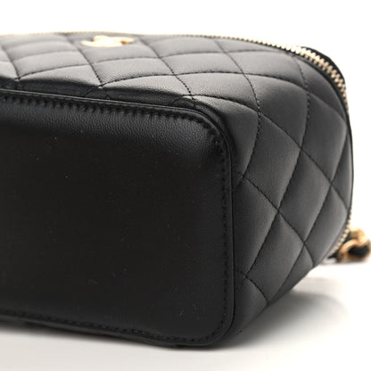 Chanel Lambskin Quilted Pearl Crush Small Vanity Case With Chain Black 7 of 9