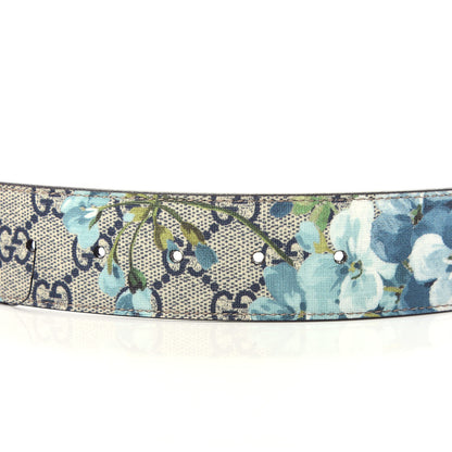 Gucci GG Plus Monogram Blooms Plaque Belt 80 32 Blue 3 of 5