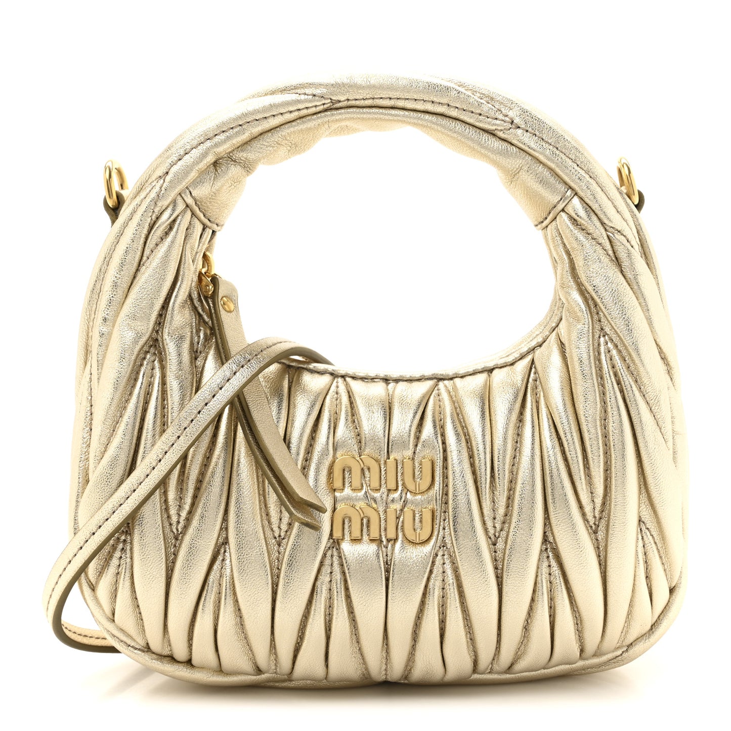 Metallic Nappa Matelasse Mini Wander Hobo Pirite