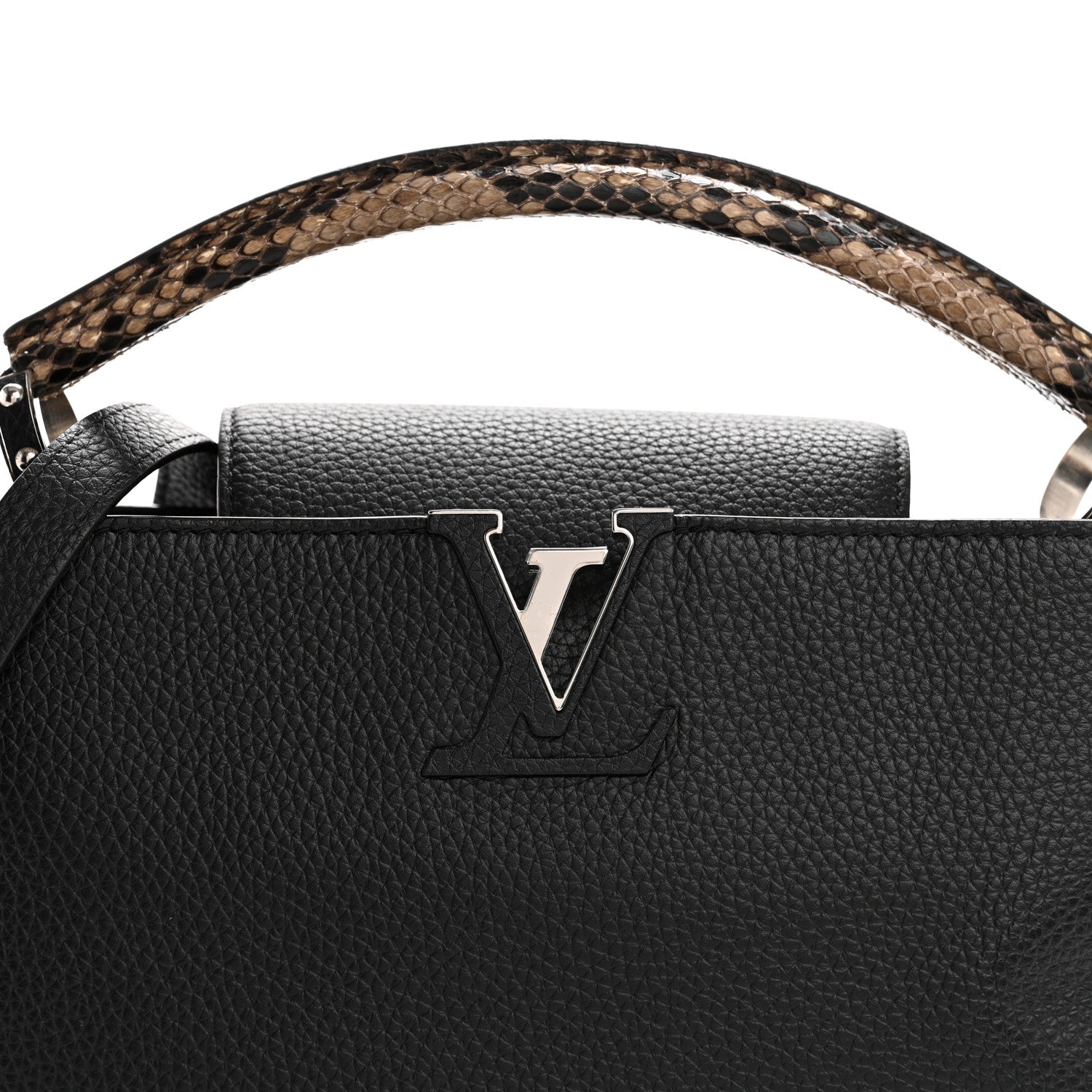 Louis Vuitton Taurillon Snakeskin Capucines MM Black 7 of 10