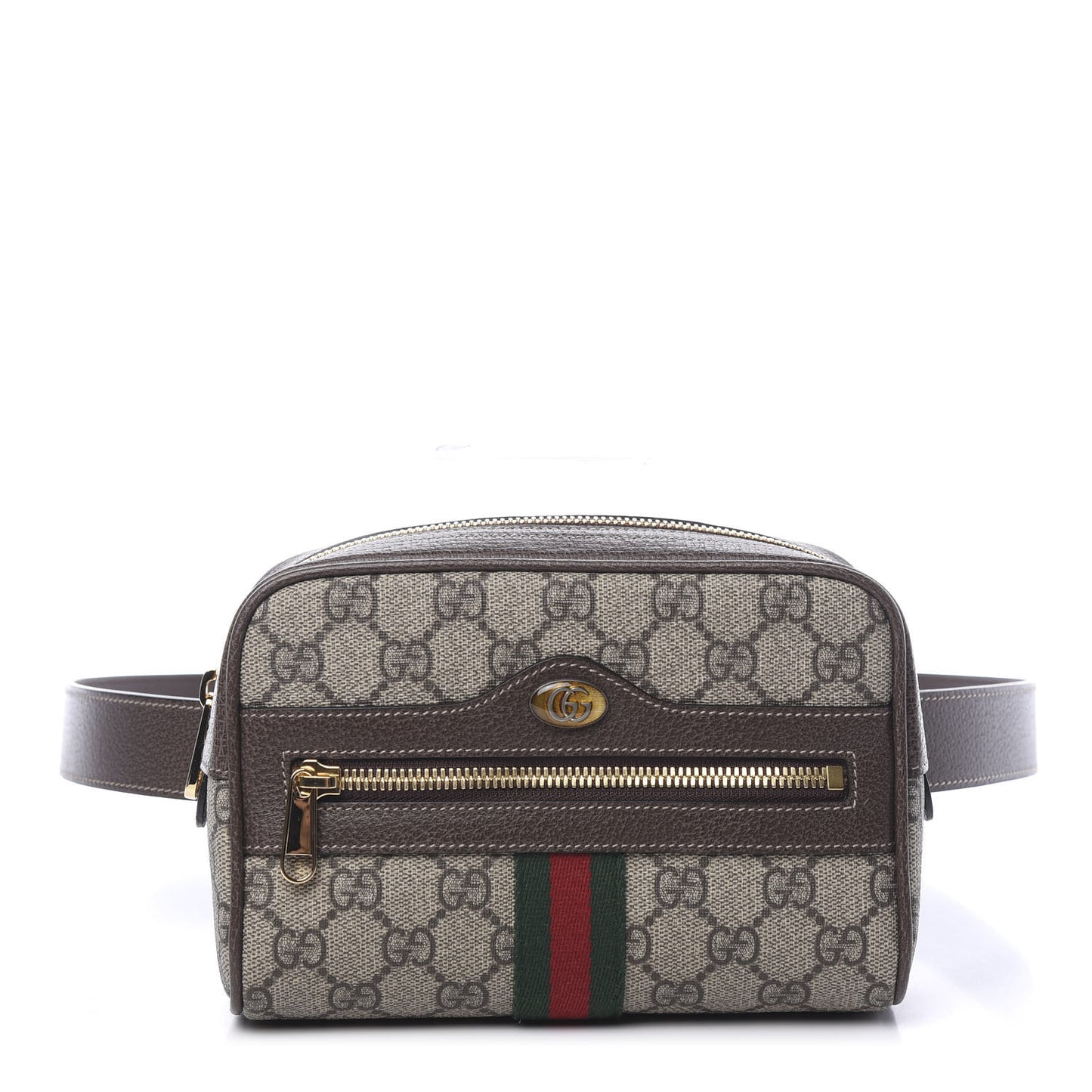GG Supreme Monogram Web Small Ophidia Belt Bag 85 34 Dark Brown