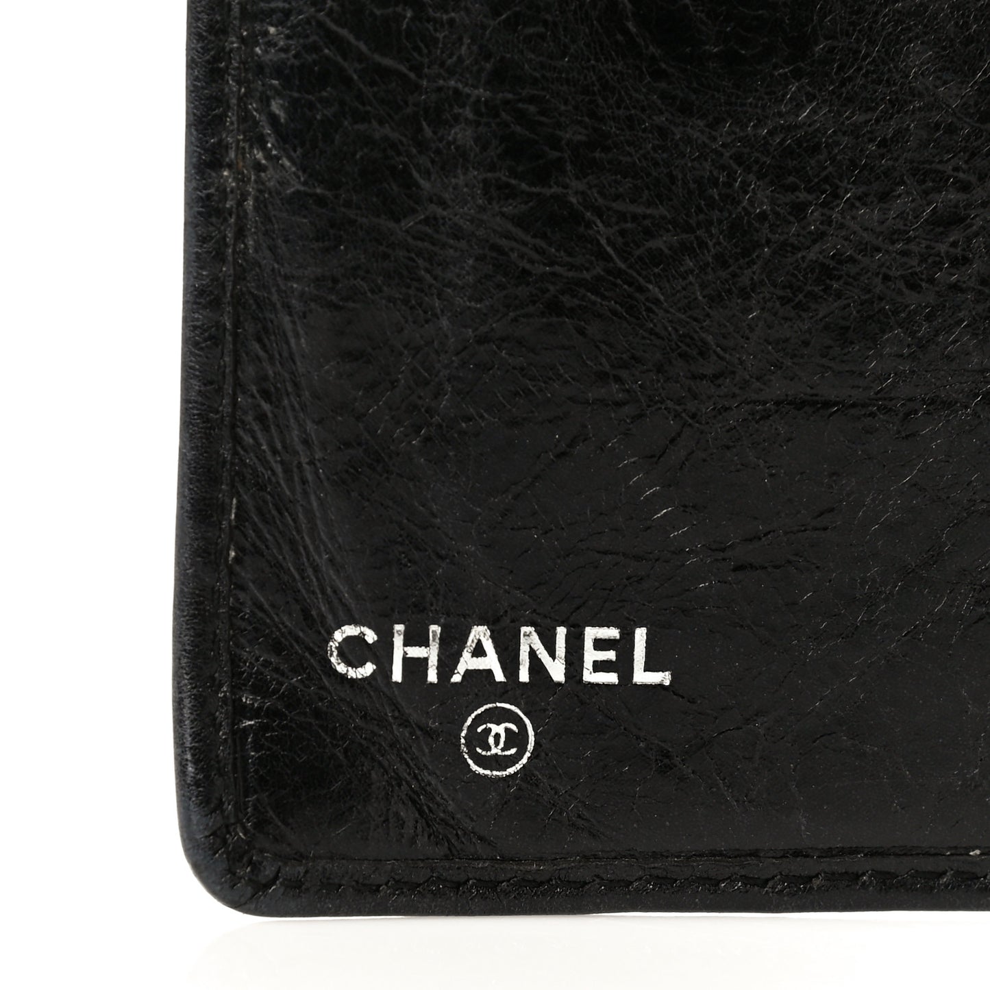 Aged Calfskin Quilted Cambon Yen Wallet Black