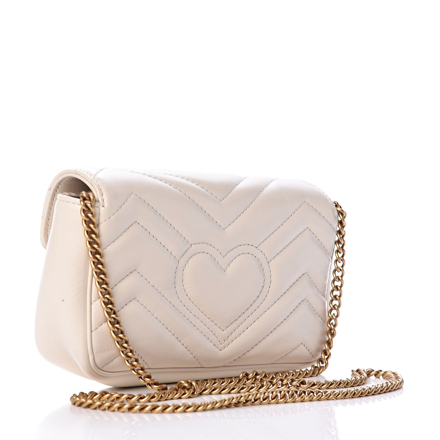 Calfskin Matelasse Super Mini GG Marmont Shoulder Bag White