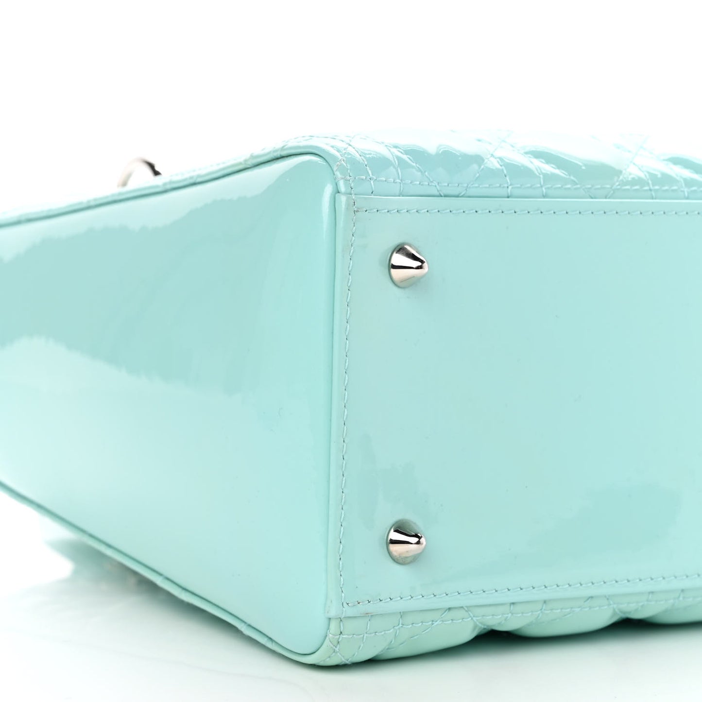 Patent Cannage Medium Lady Dior Light Blue