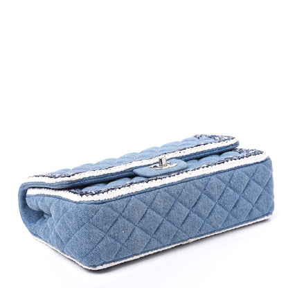 Chanel Denim Braided Medium Flap Bag Light Blue 3 of 8