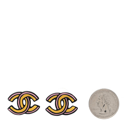 Chanel Resin CC Earrings Black Multicolor 2 of 5