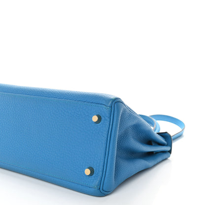 Hermes Taurillon Clemence Kelly Retourne 28 Bleu Zanzibar 8 of 9