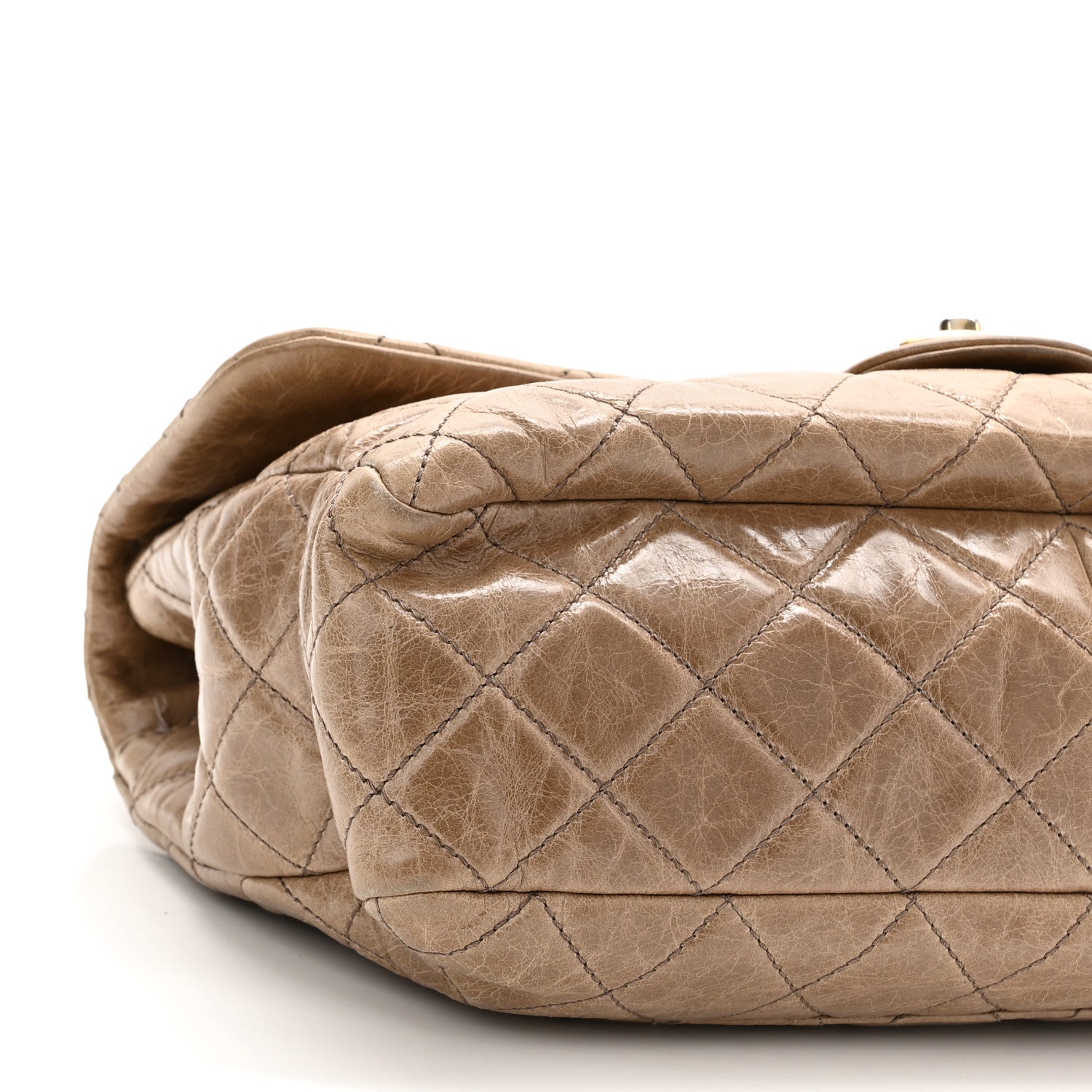 Chanel Glazed Calfskin Castle Rock Medium Flap Dark Beige 9 of 13