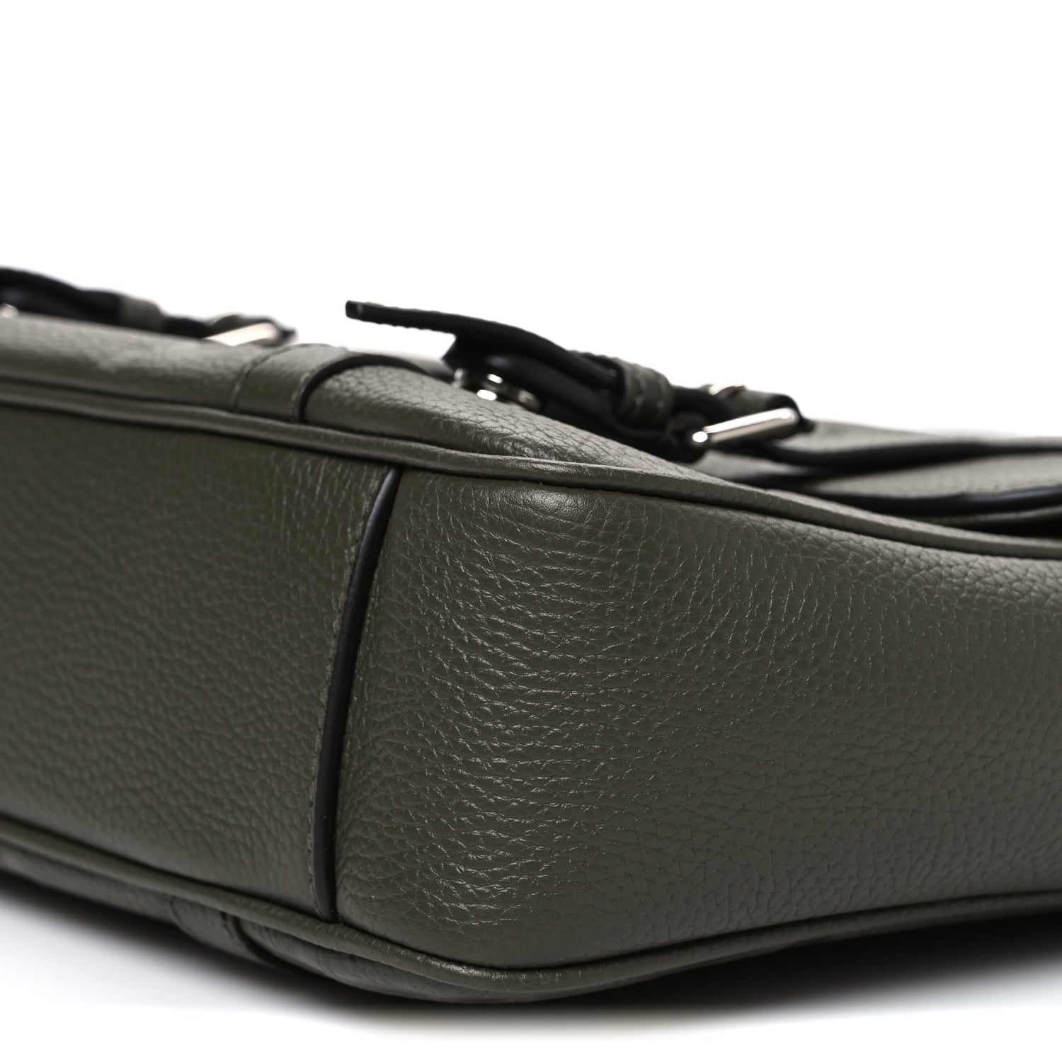 Gucci Piuma Calfskin Jumbo GG Embossed Double Buckle Medium Messenger Bag Dark Vintage Olive 10 of 10