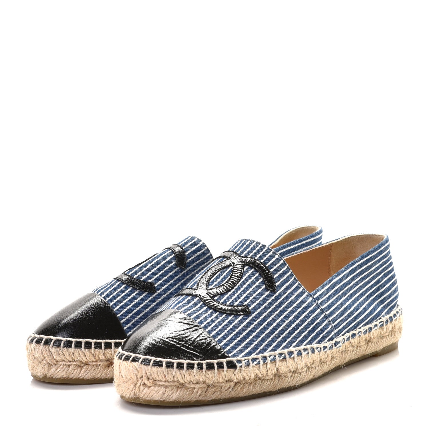 Chanel Denim CC Espadrilles 39 Blue White Black 3 of 9