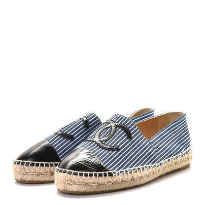 Chanel Denim CC Espadrilles 39 Blue White Black 3 of 9
