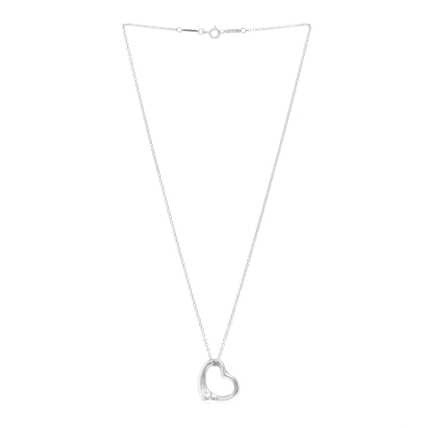 Tiffany Sterling Silver 22mm Elsa Peretti Open Heart Pendant Necklace 3 of 4