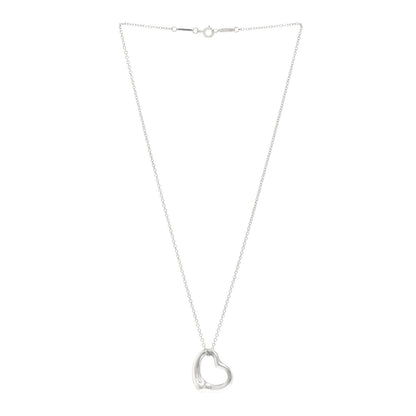 Tiffany Sterling Silver 22mm Elsa Peretti Open Heart Pendant Necklace 3 of 4