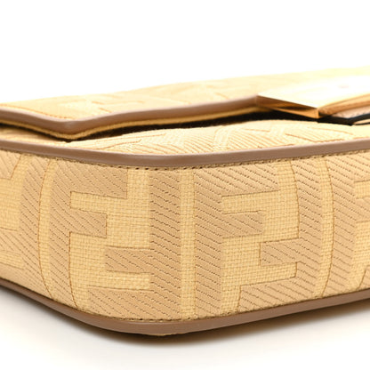 Fendi Raffia Vitello King Lucido FF Embroidered Baguette Grano Sand 7 of 8